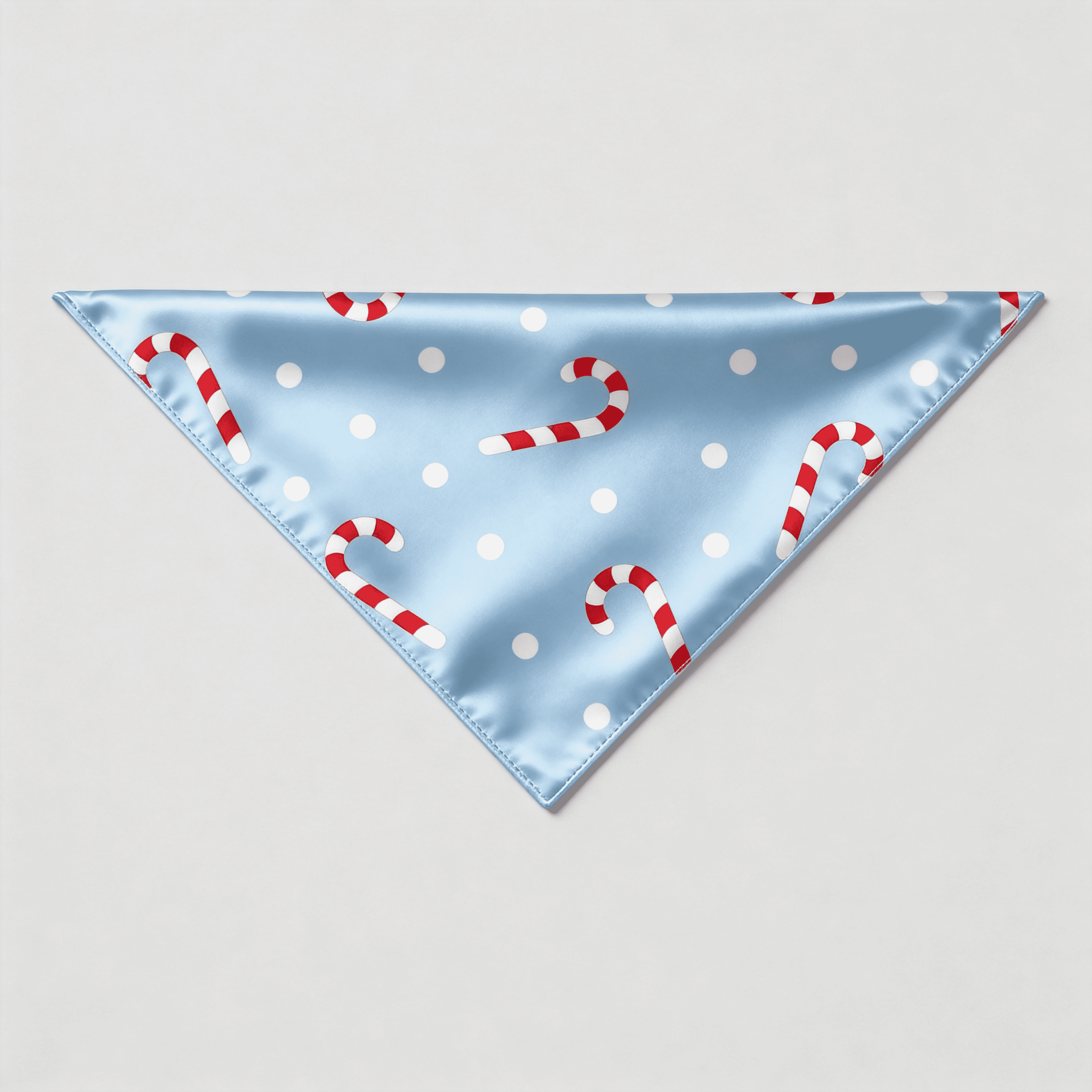 Blue Candy Cane & Polka Dot Satin Button-Up Family Christmas Pajamas Set