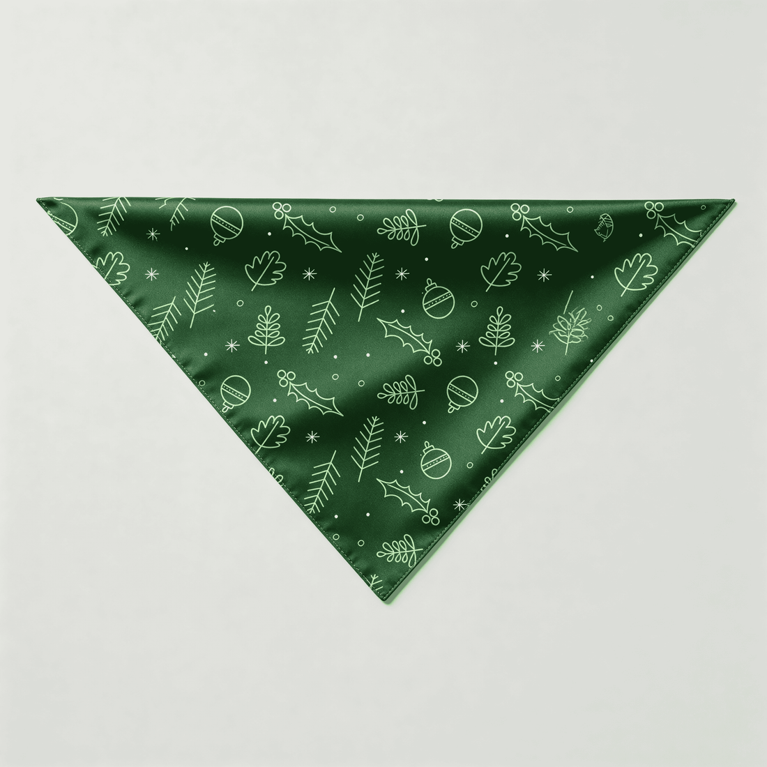 Emerald Green Festive Line-Art Print Satin Button-Up Family Christmas Pajamas Set