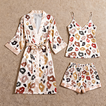 Women's Premium Satin Sleep Set with Artistic Design