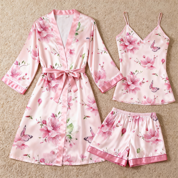 Women's Premium Satin Sleep Set with Dreamy Floral
