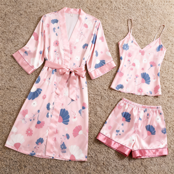 Women's Premium Satin Sleep Set with Elegant Pink