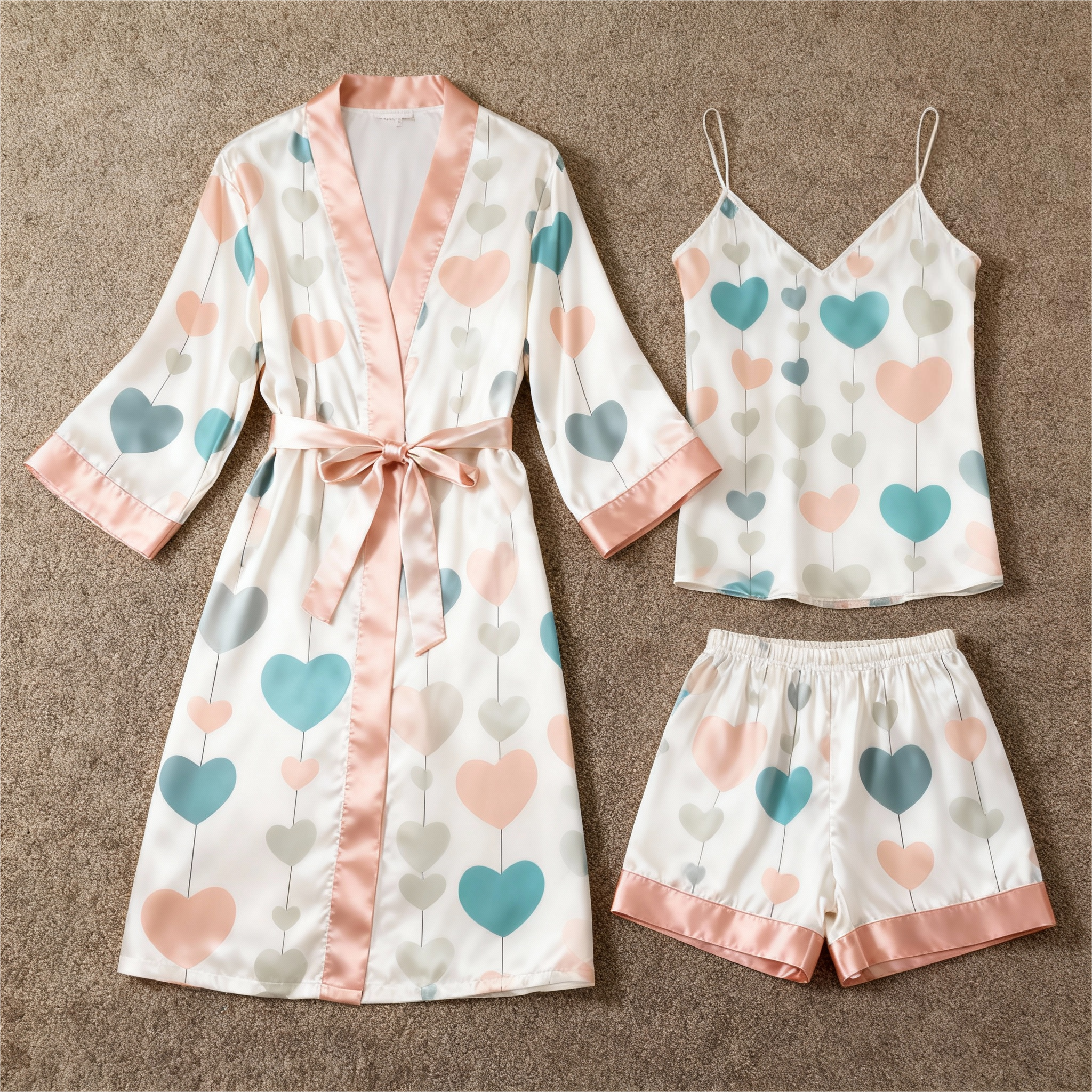 Women's Premium Satin Sleep Set with Heart Shape