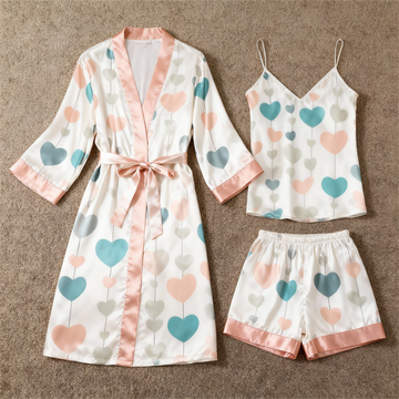 Women's Premium Satin Sleep Set with Heart Shape