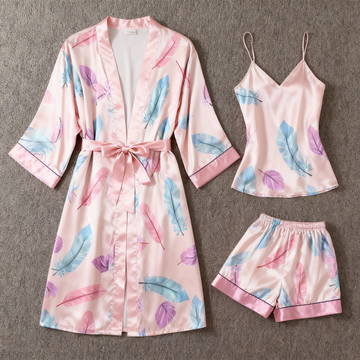 Women's Premium Satin Sleep Set with Dreamy Pattern