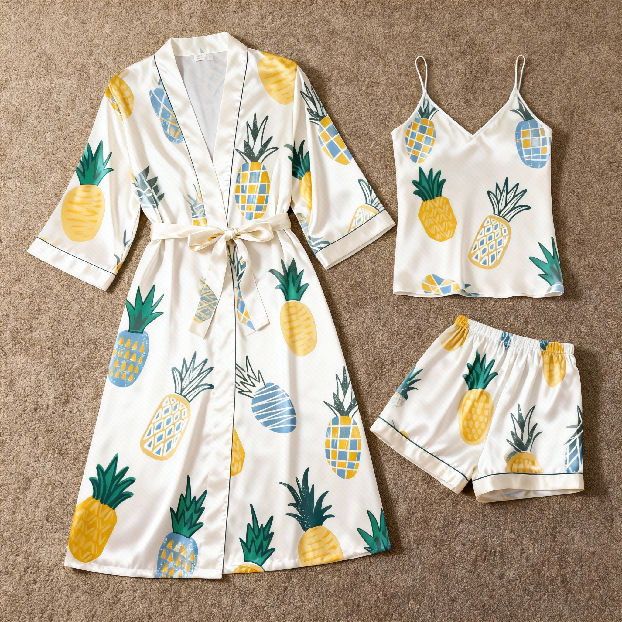 Women's Premium Satin Sleep Set with Juicy Pineapple
