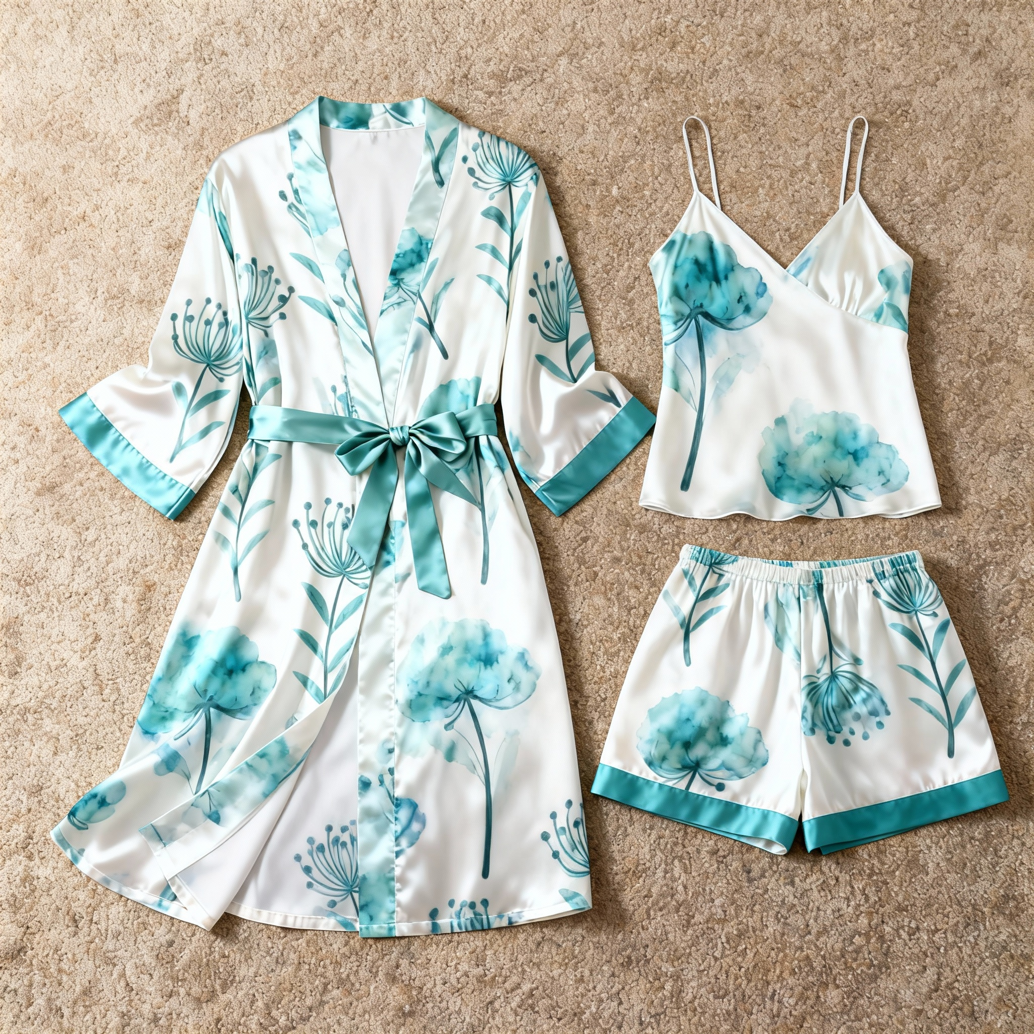 Women's Premium Satin Sleep Set with Soft Botanical Pattern