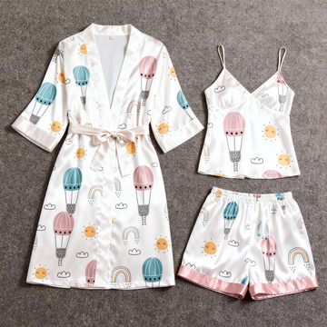 Women's Premium Satin Sleep Set with Playful Pattern
