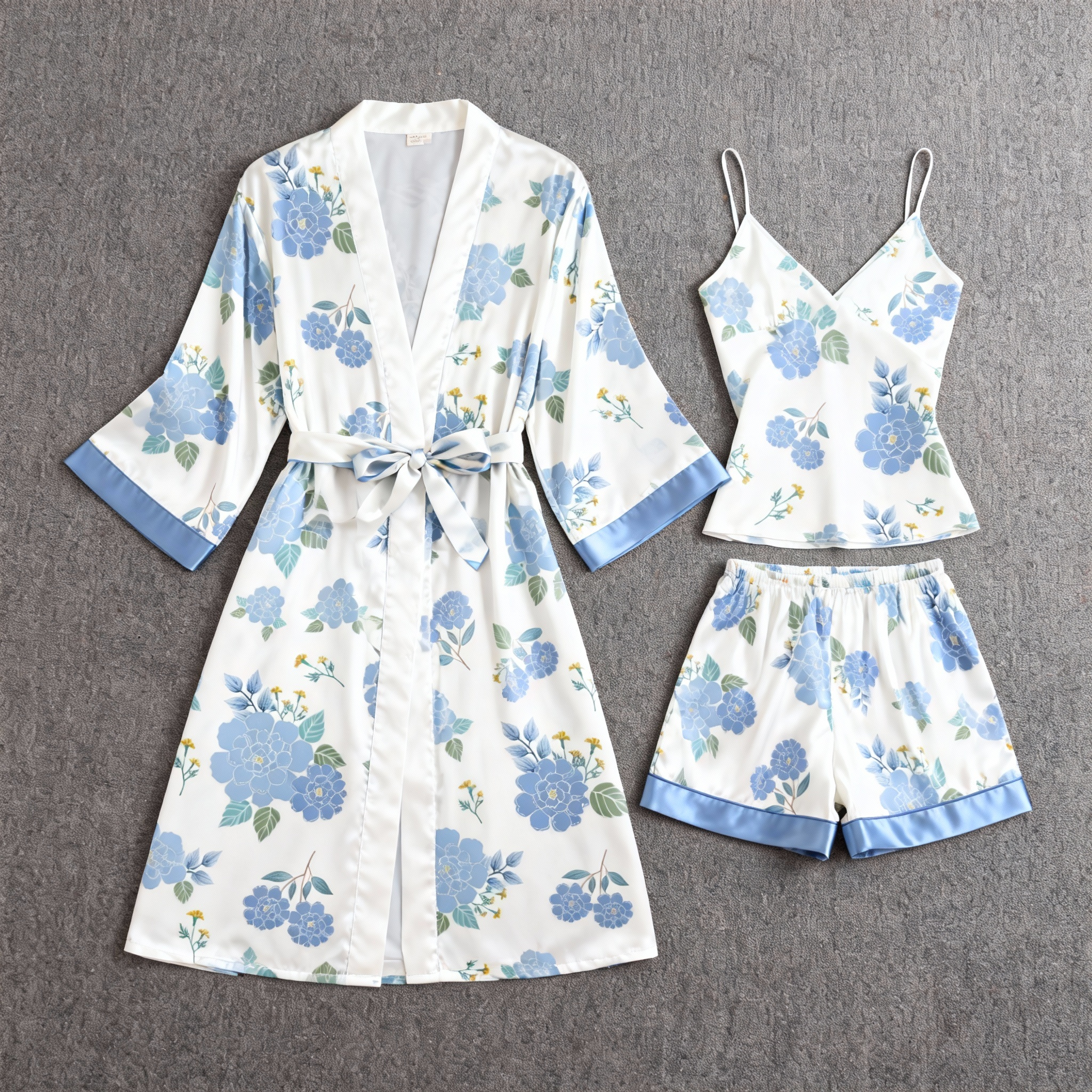 Women's Premium Satin Sleep Set with Pastel Watercolor Floral