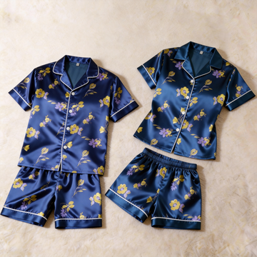 Soft Satin Floral Design Sleepwear – Romantic Couple Set