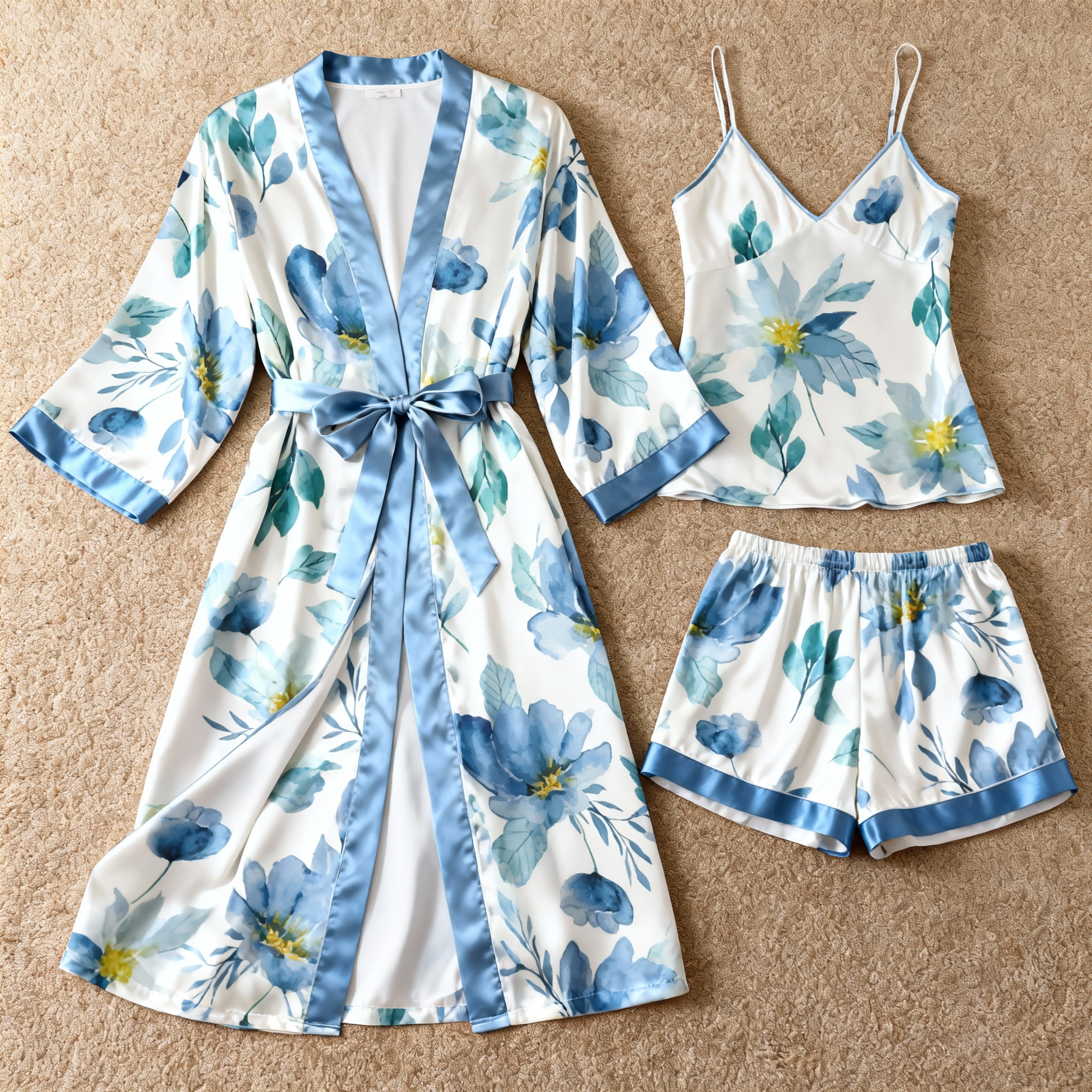 Women's Premium Satin Sleep Set with Retro Glamour Floral