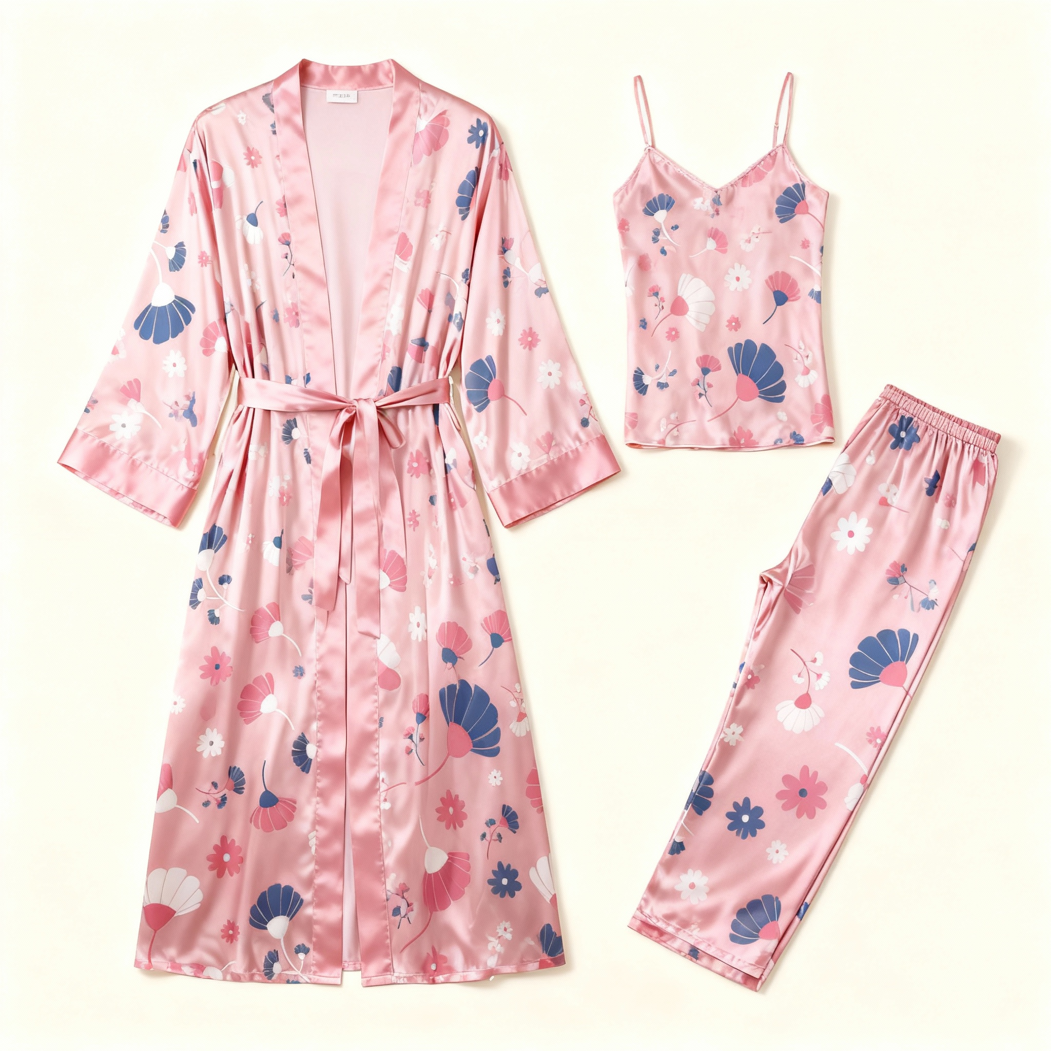 Women's 3-Piece Dreamy Pattern Satin Loungewear