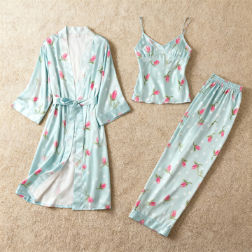 Women's 3-Piece Pink Floral & Polka Dots Loungewear