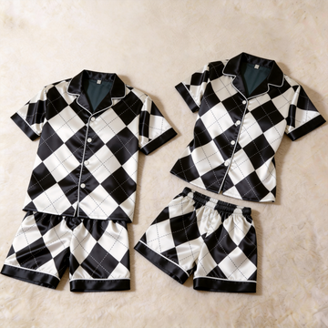 Silky Satin Plaid Print Pajama Set – Creative Couple Sleepwear