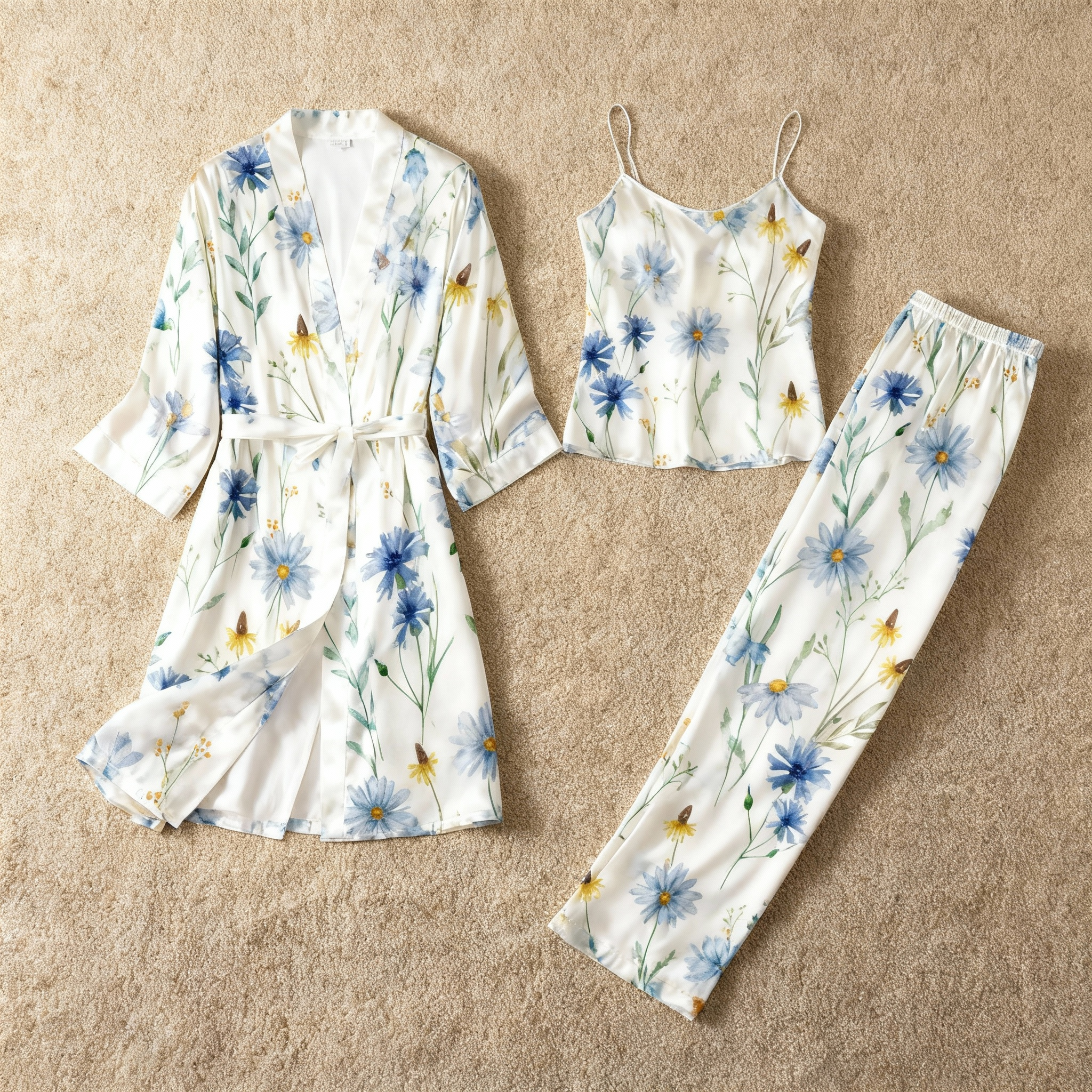 Women's 3-Piece Blue Daisy Loungewear
