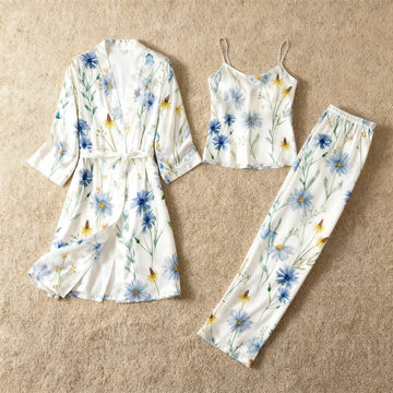 Women's 3-Piece Blue Daisy Loungewear