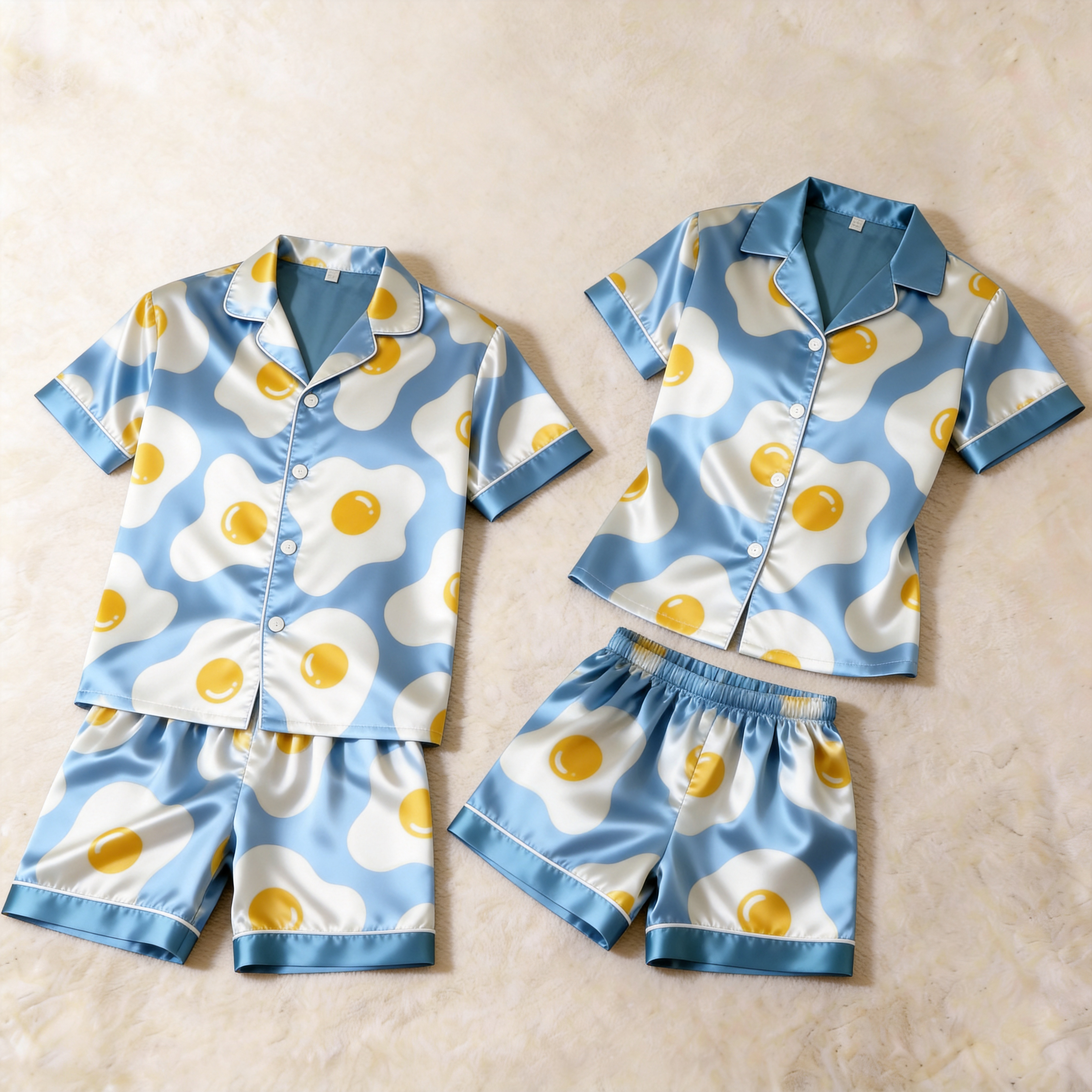 Satin Print Pajama Set – Unique Couple Sleepwear