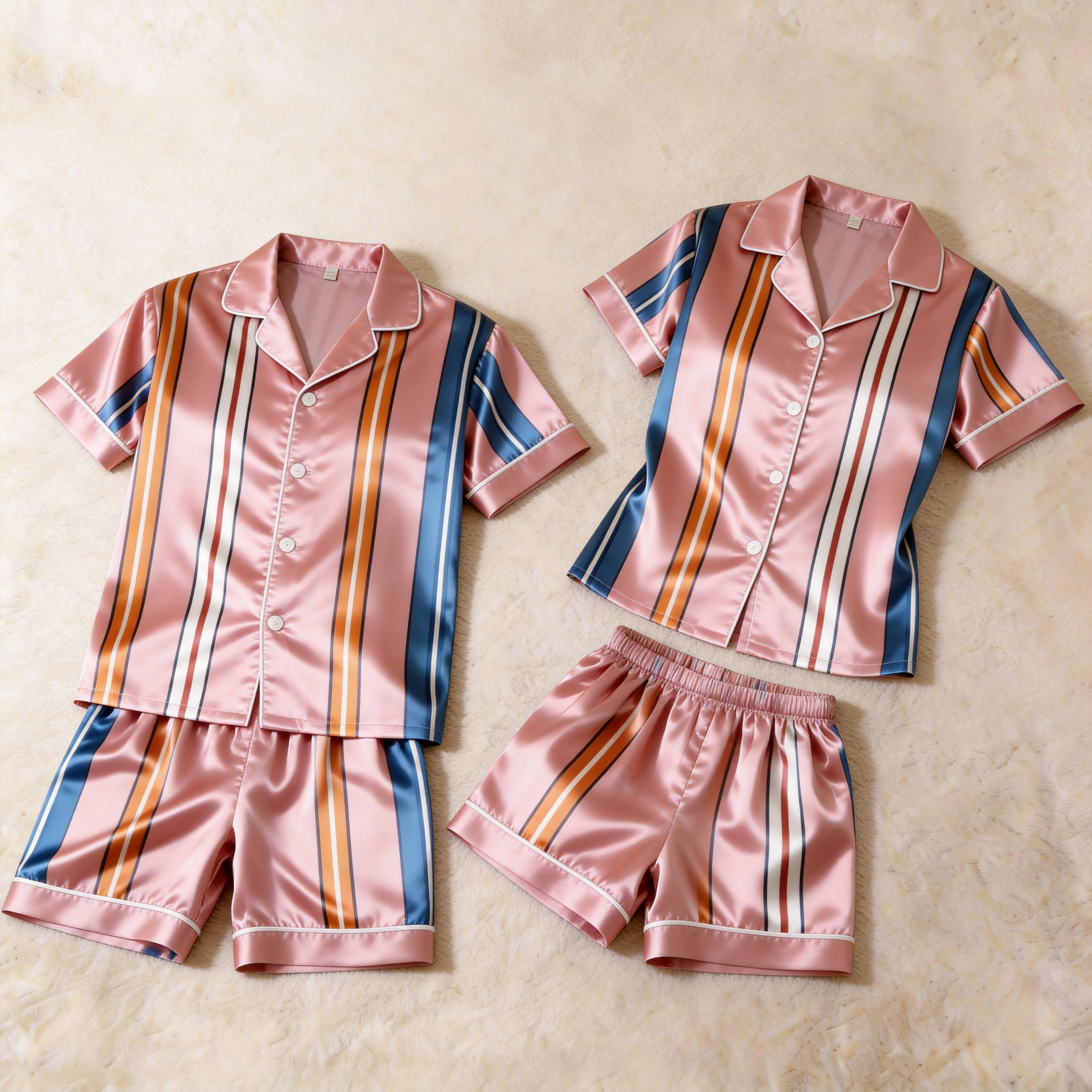Classic Satin Striped Print Pajama Set – Silky Couple Sleepwear