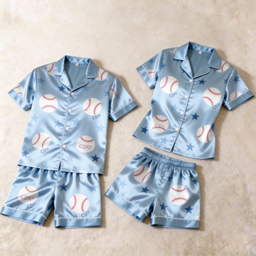 Elegant Satin Fun Print Solid Sleepwear – Understated Luxury Couple Set