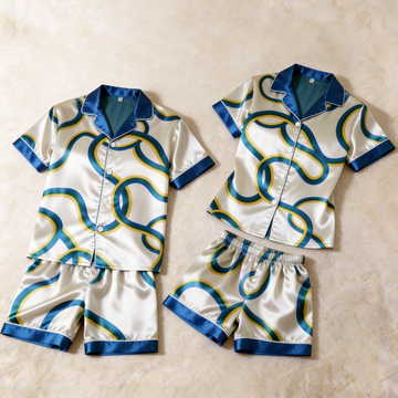 Line Art Design Satin Sleepwear – Understated Luxury Couple Set