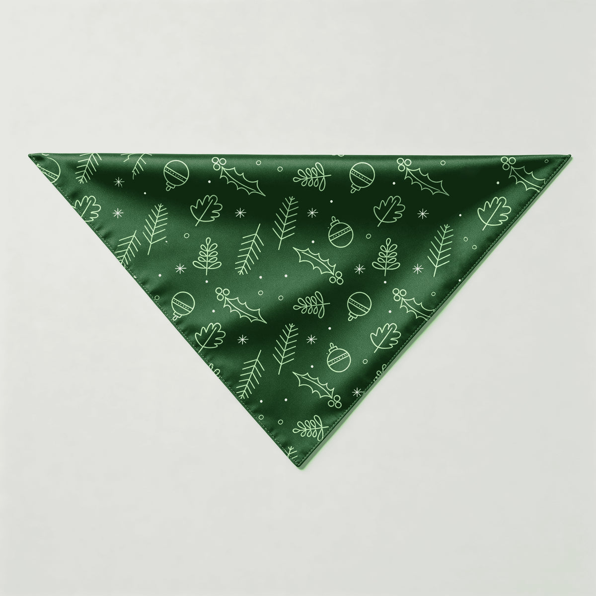 Emerald Green Festive Line-Art Print Satin Button-Up Family Christmas Pajamas Set