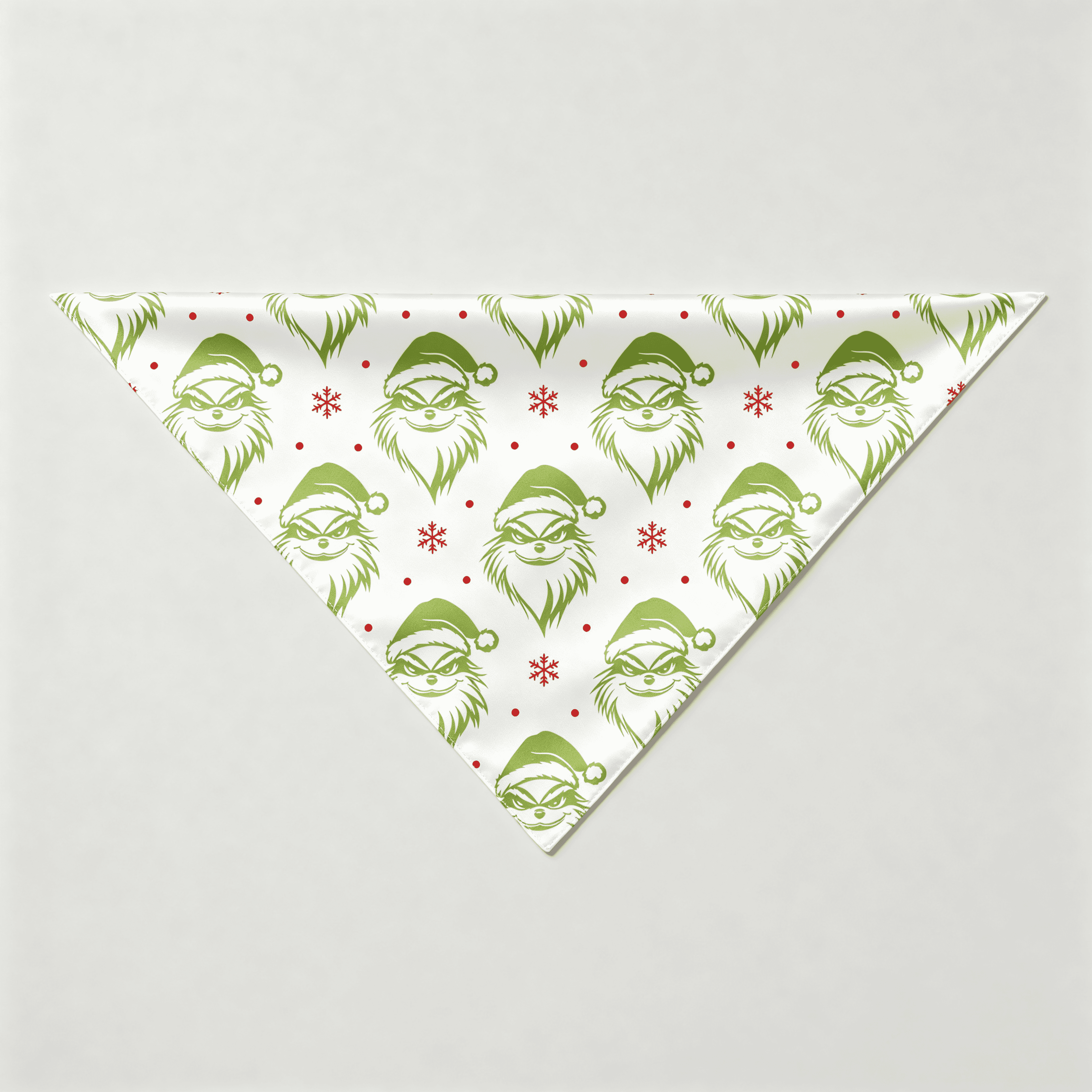 Green Bearded Face & Snowflake Print Satin Button-Up Family Christmas Pajamas Set