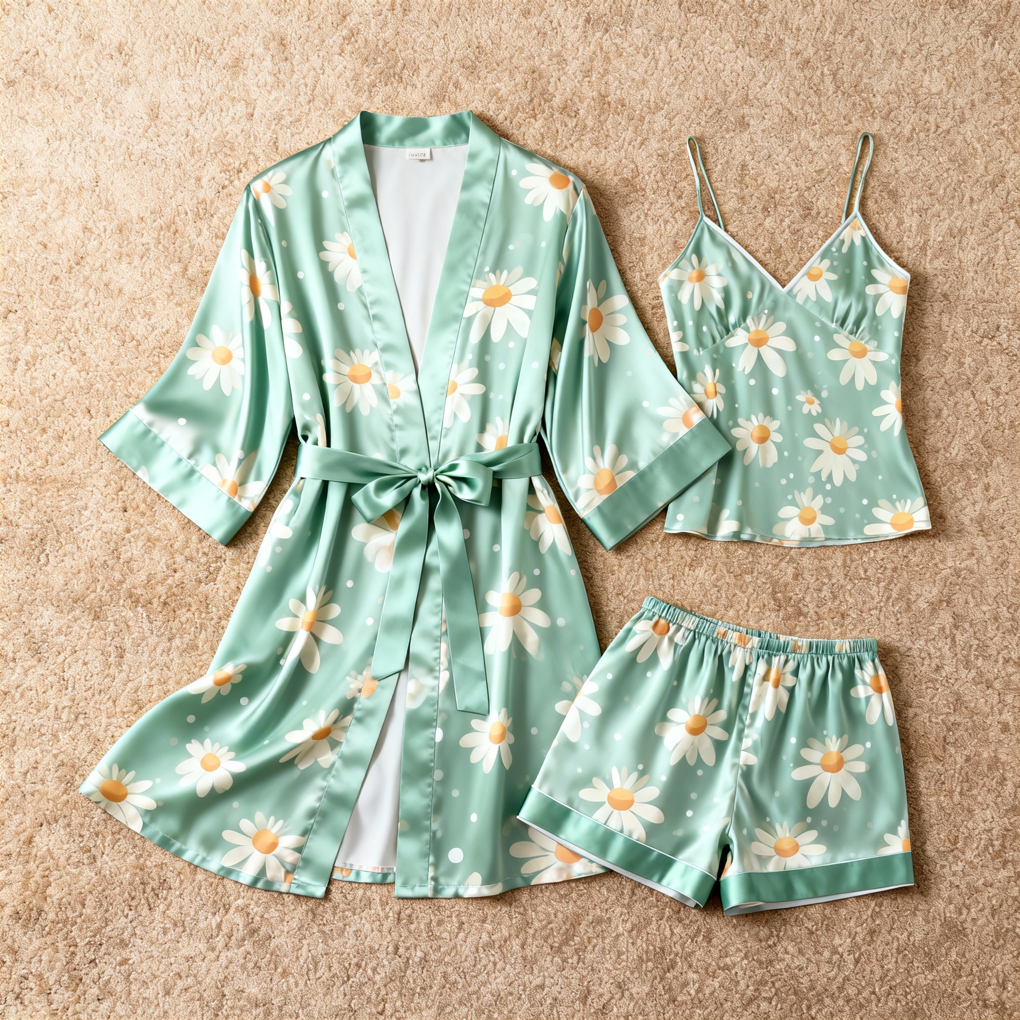 Daisy Floral & Dreamscape Satin Sleepwear Trio for Women