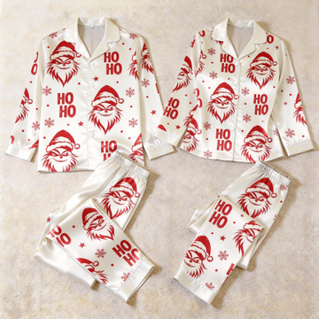 Cartoon Character Print Satin Matching Pajamas for Couples – Long Sleeve Button-Down Top & Pants Sleepwear Set