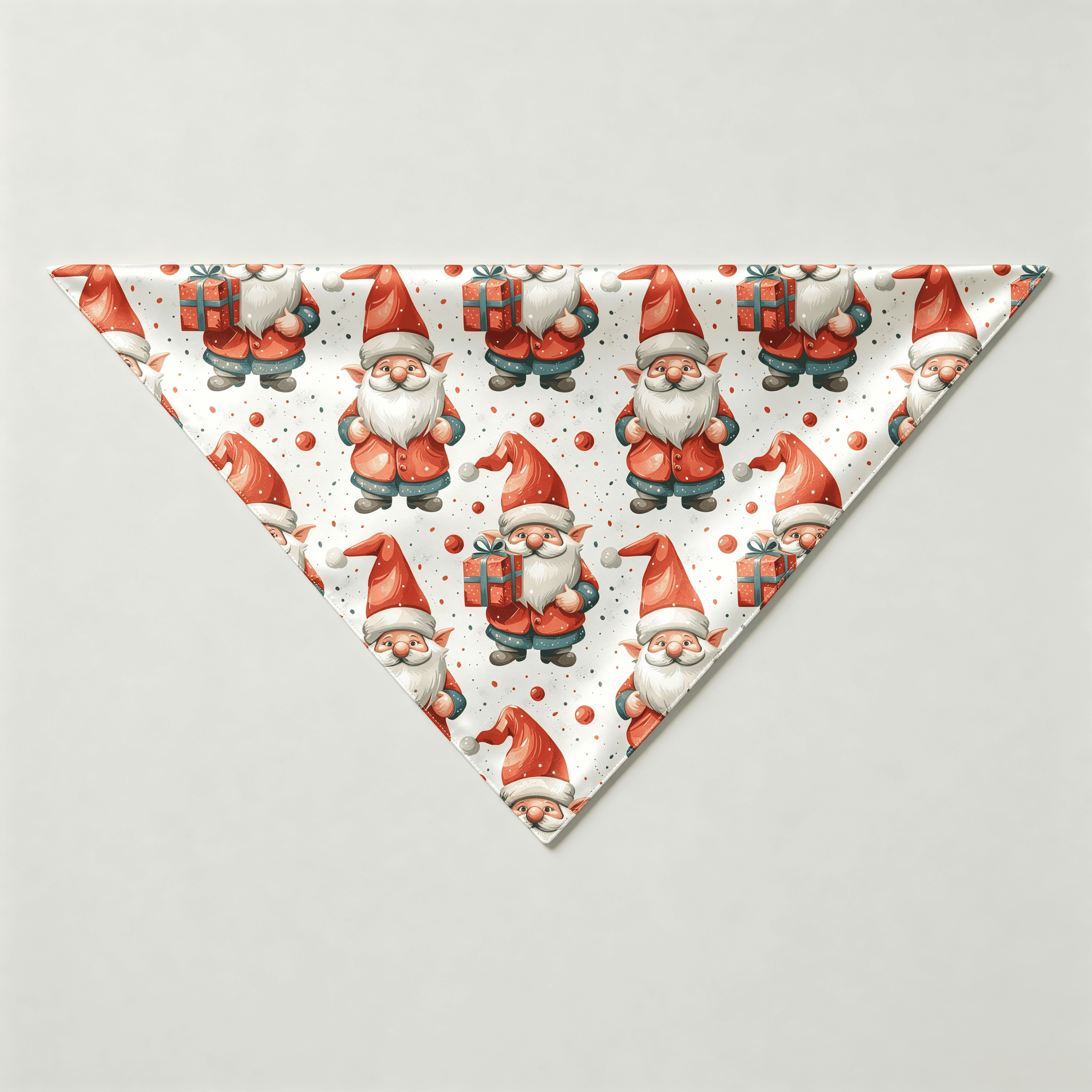 Cartoon Santa Claus & Gift Box Print Satin Button-Up Family Christmas Pajamas Set