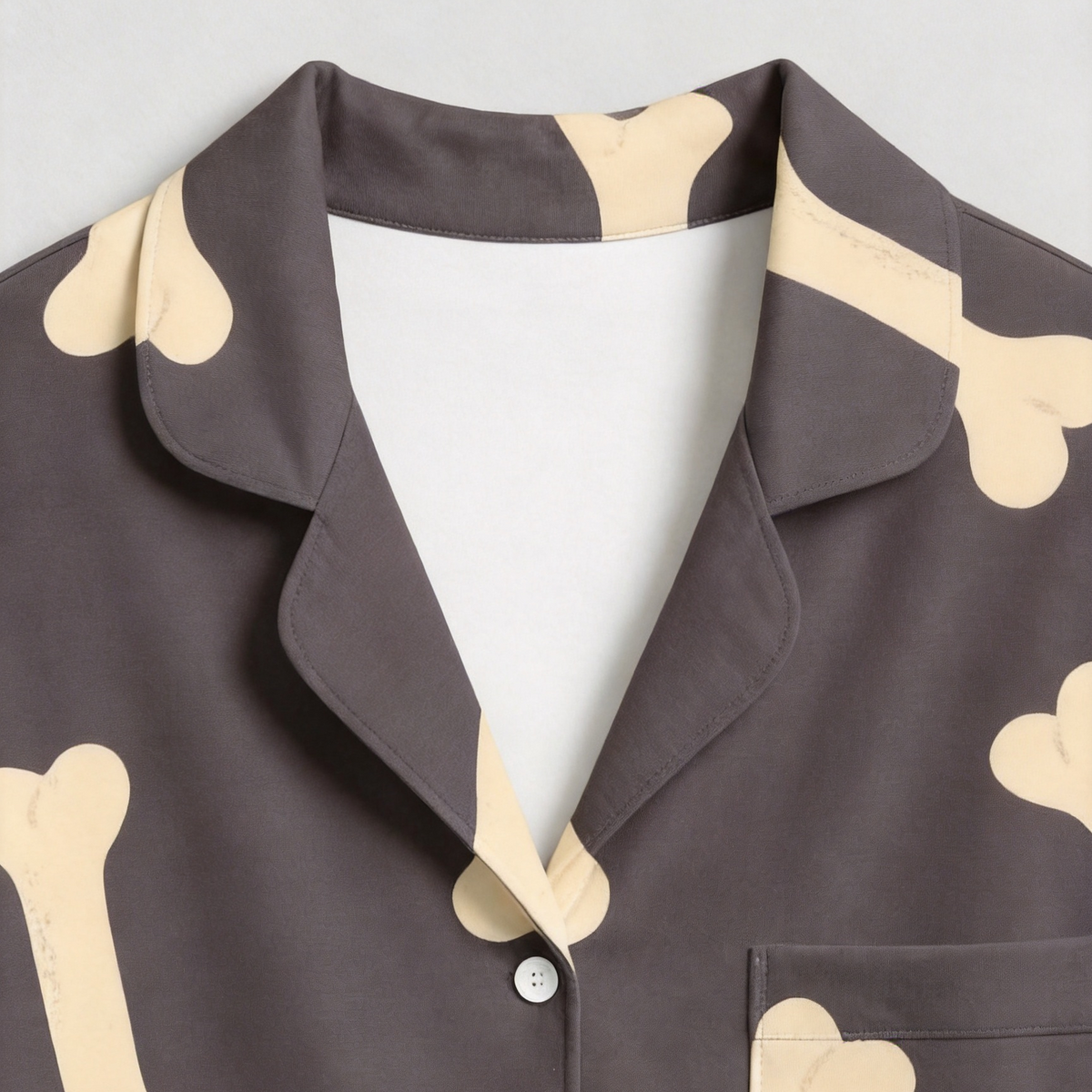 Quirky Halloween Skeleton Bone Print Matching Family Pajama Set, Button-Down Cotton Loungewear
