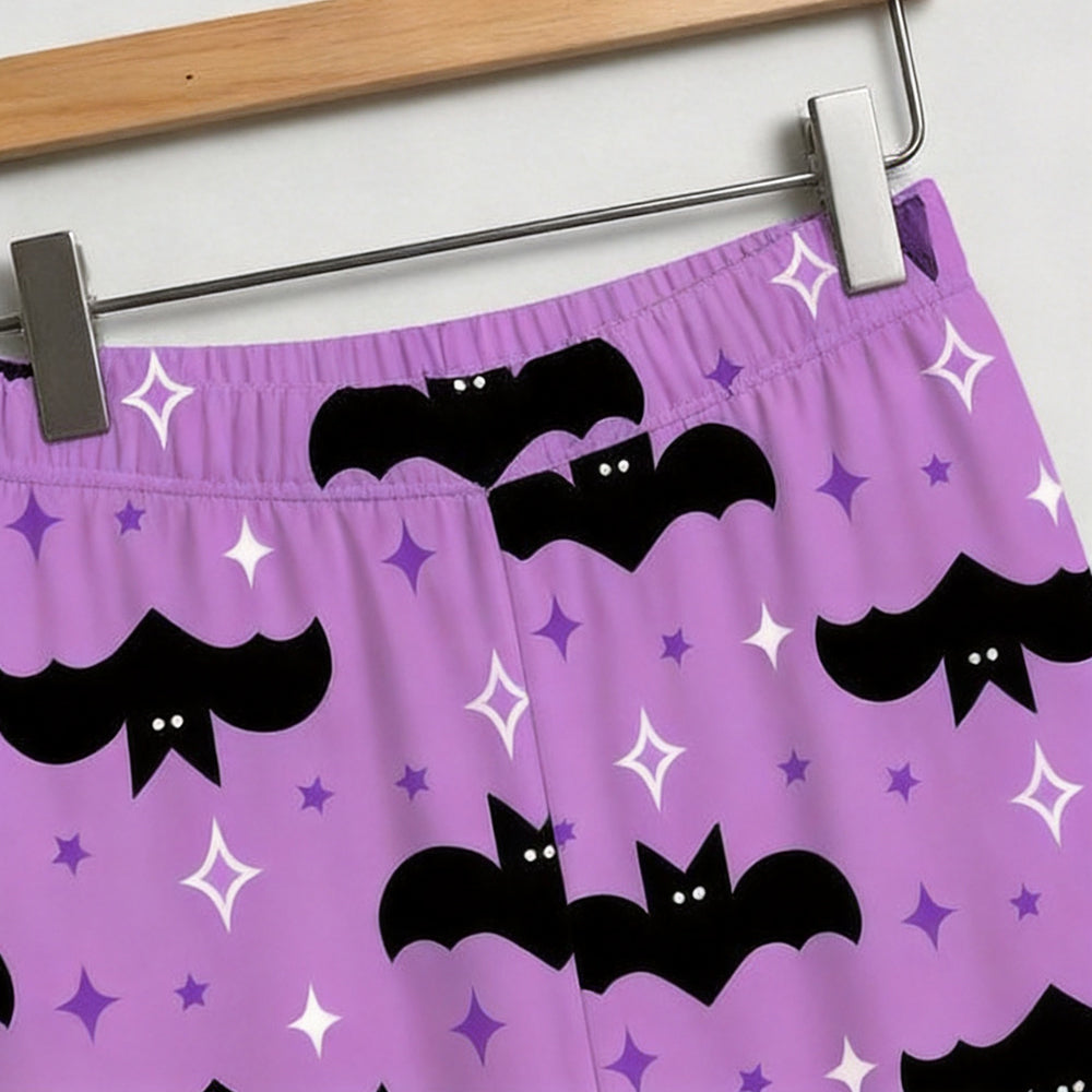 Magical Halloween Starry Bat Print Matching Family Pajama Set, Button-Down Cotton Loungewear