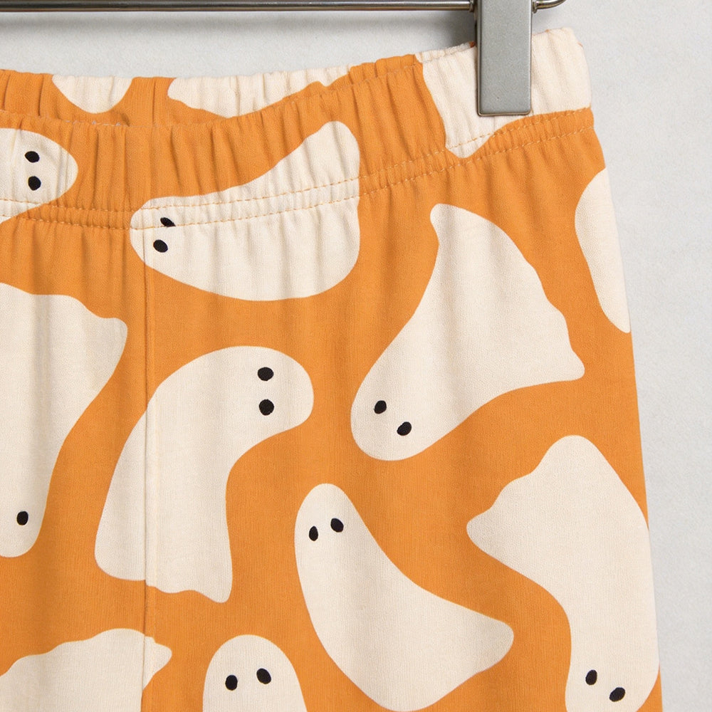 Cute Halloween Ghost Print Matching Family Pajama Set, Button-Down Cotton Loungewear