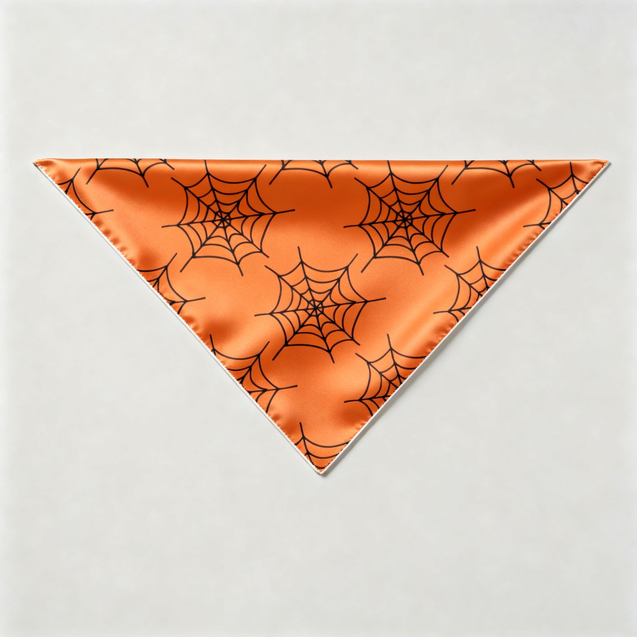 Orange Spider Web Print Satin Button-Up Family Halloween Pajamas Set