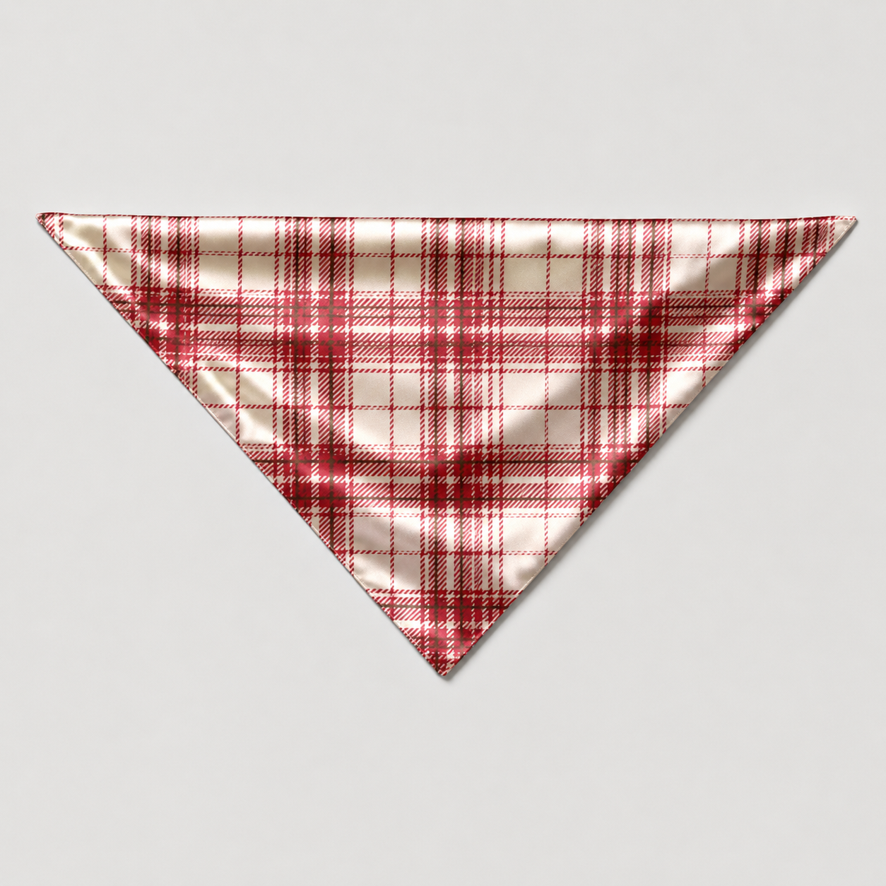 Red and Cream Plaid Satin Button-Up Family Christmas Pajamas Set