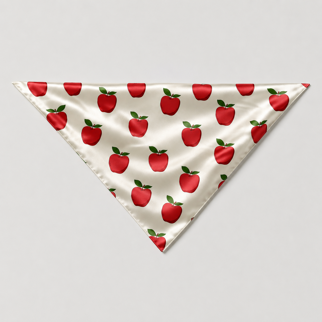 White Red Apple Print Satin Button-Up Family Pajamas Set