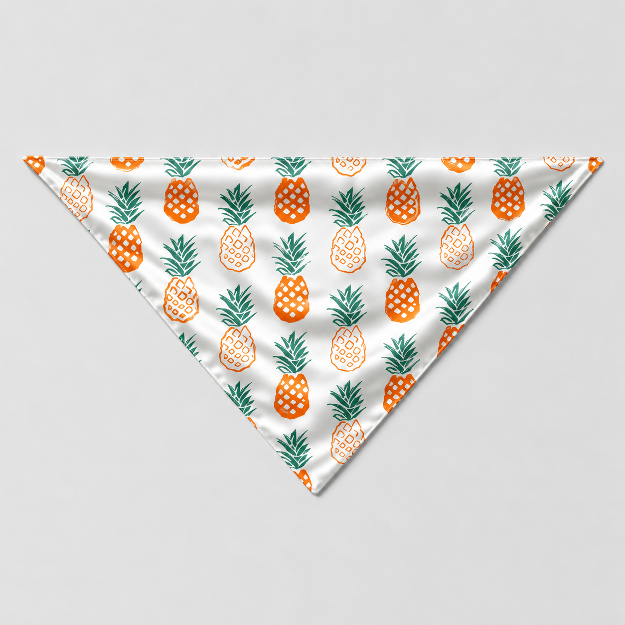 White Pineapple Print Satin Button-Up Family Pajamas Set