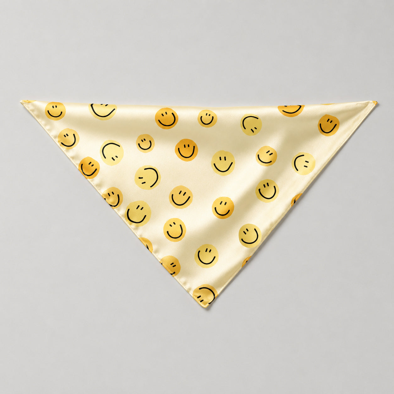 Yellow Smiley Face Print Satin Button-Up Family Pajamas Set