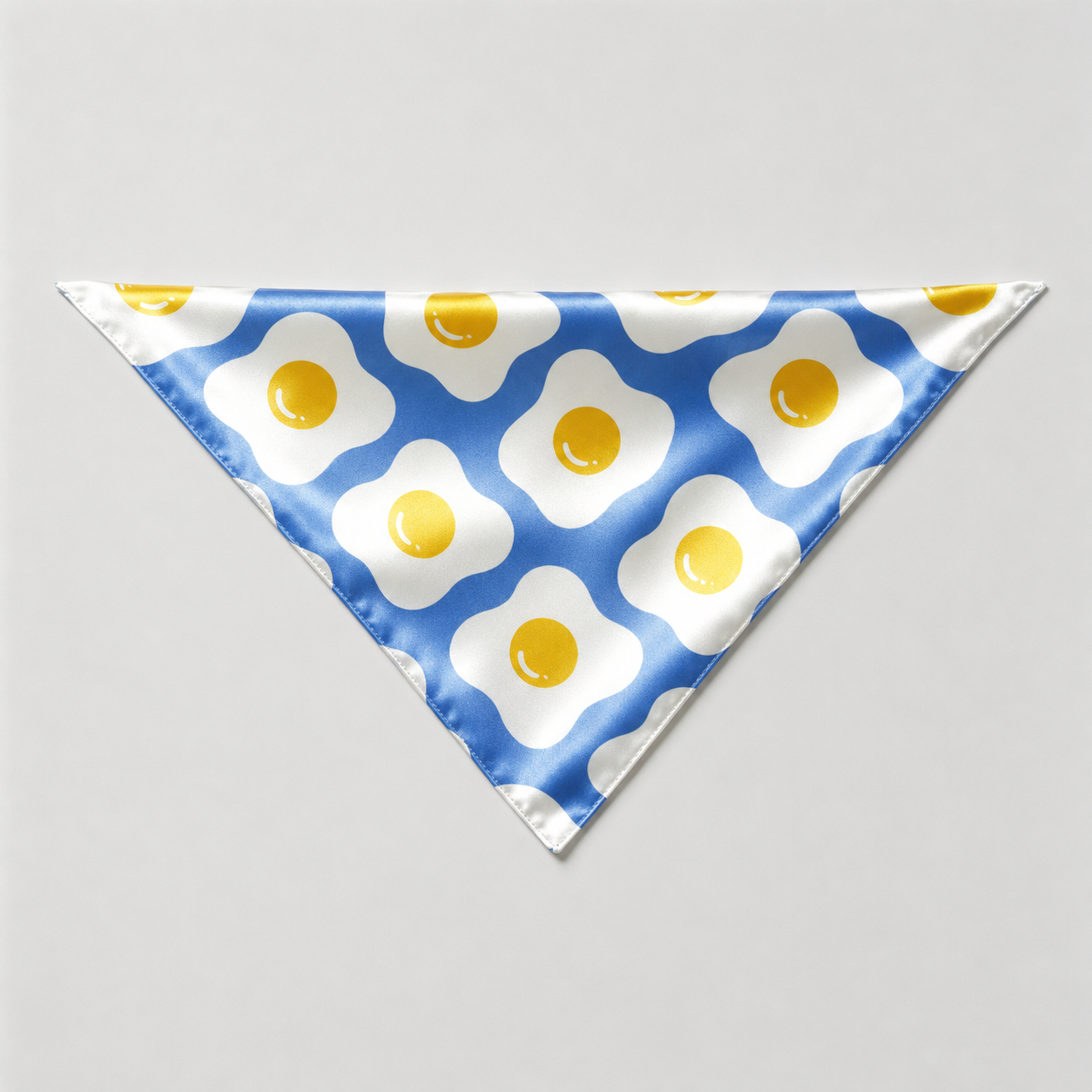 Blue Fried Egg Print Satin Button-Up Family Pajamas Set