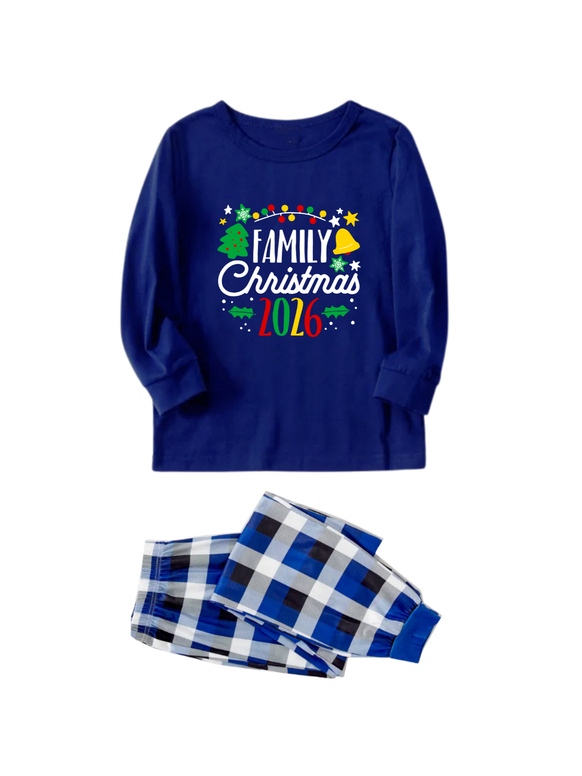 Family Matching Christmas Pajamas Set, 2026 Making Memories Together Festive Print Raglan Top, Blue Plaid Pants With Pockets, Cozy Holiday Family Nightwear