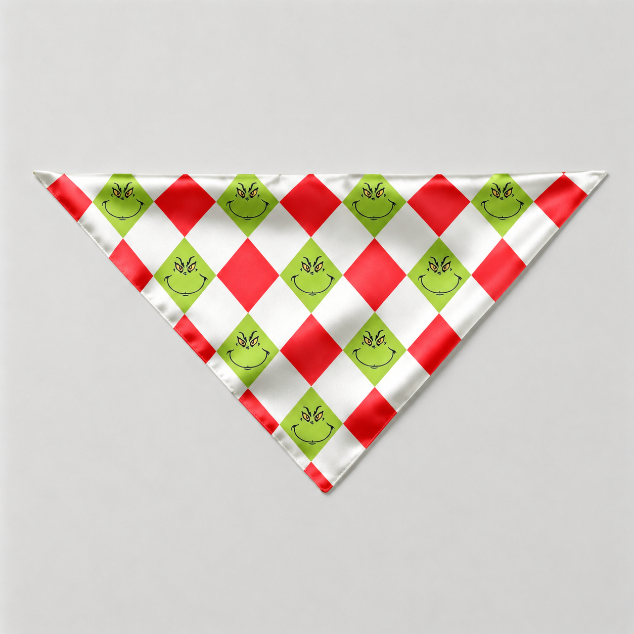 Red and Green Argyle Print Satin Button-Up Family Christmas Pajamas Set