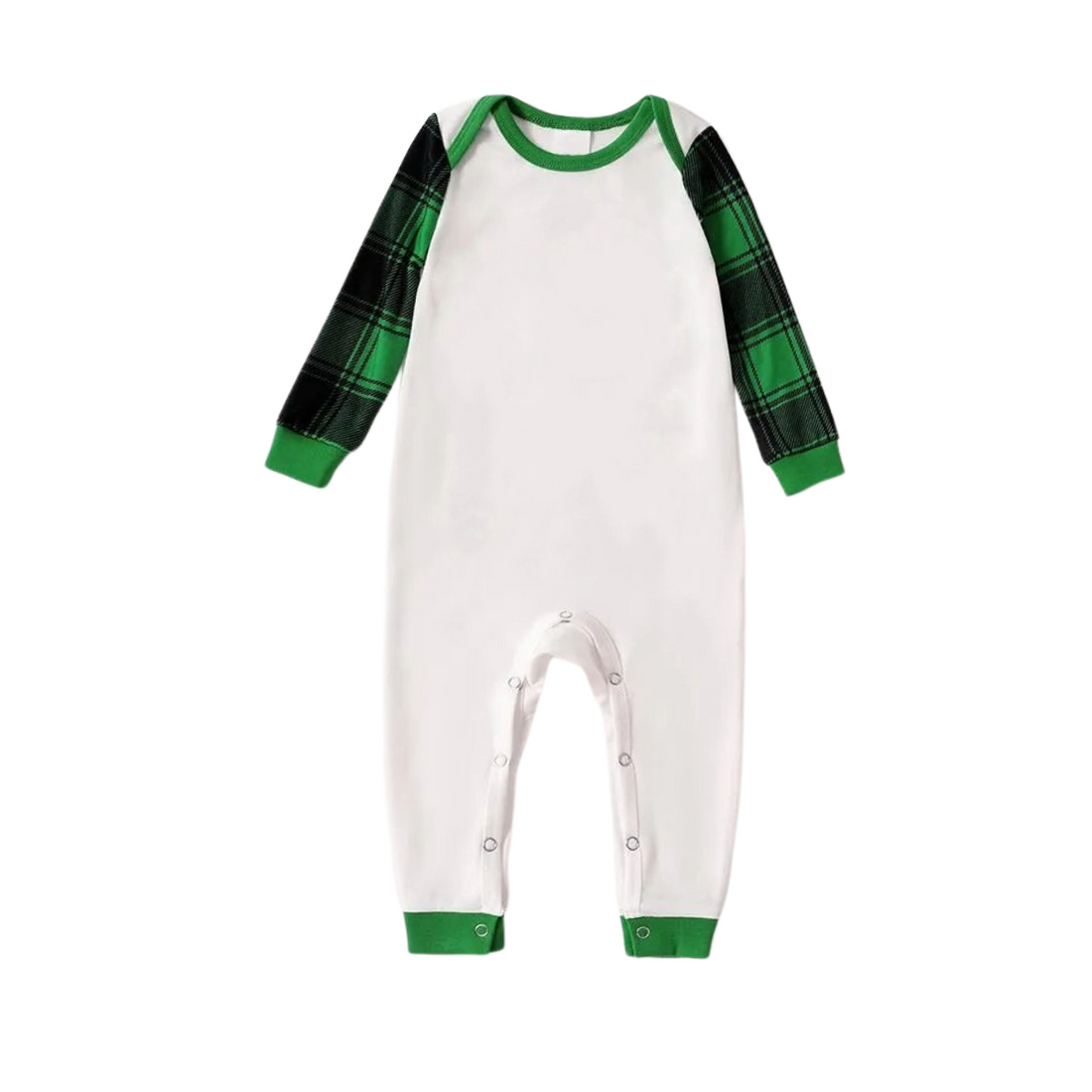 2026 Family Christmas Matching Pajamas Set, Green Plaid Raglan Long Sleeve Printed Top, Plaid Pants With Pockets Holiday Sleepwear