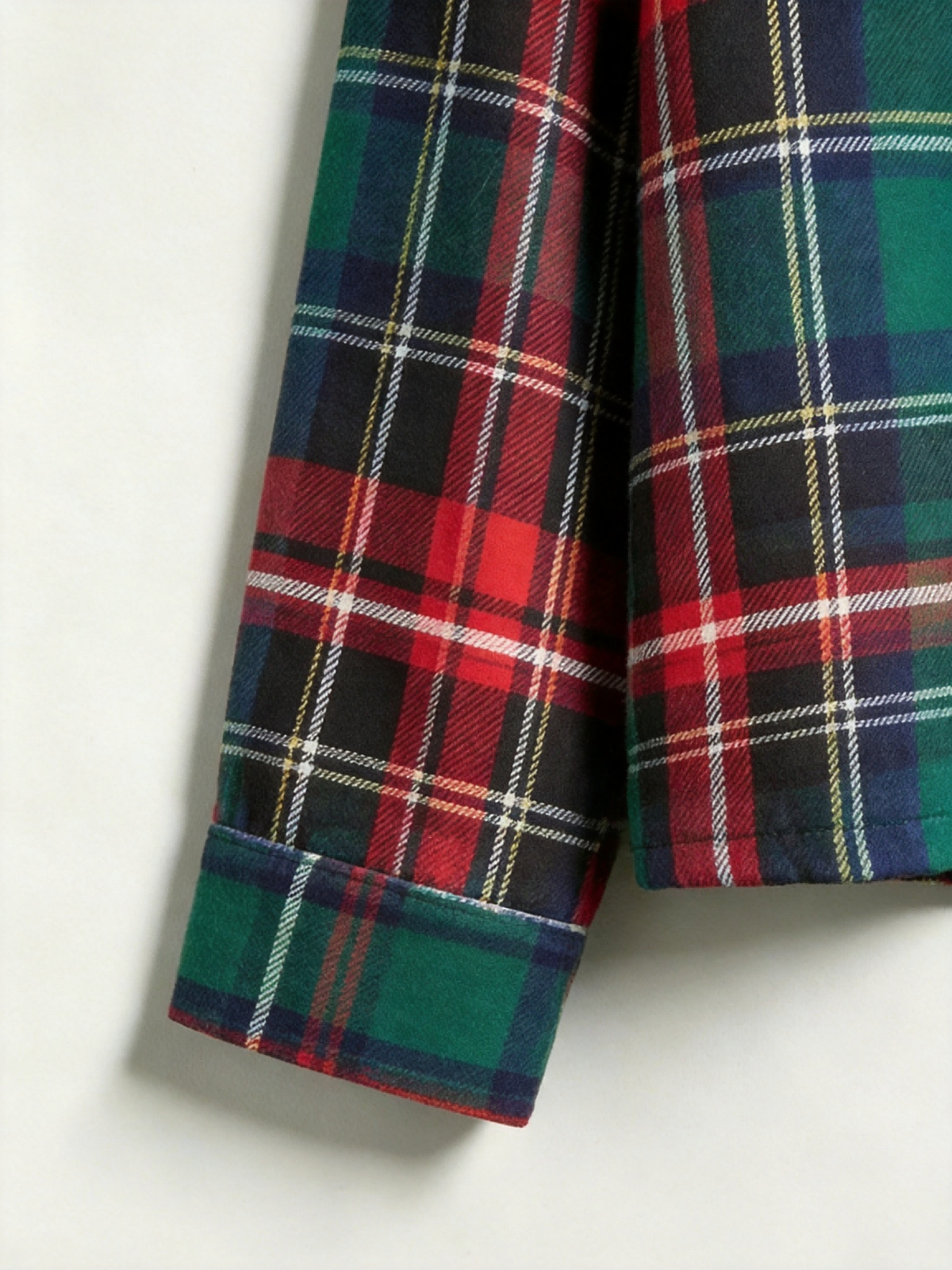 Classic Red & Green Colorblock Tartan Plaid Family Christmas Pajamas - Button-Down Sleep Set