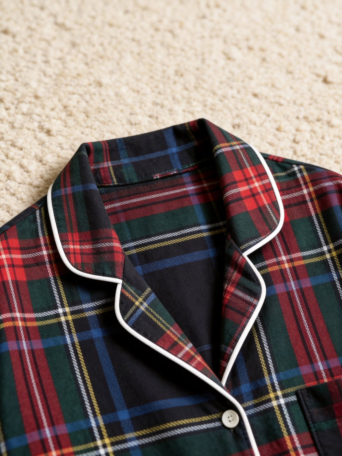 Matching Family Christmas Two-Piece Button-Down Long Sleeve PJS Set with Pockets Classic Red and Blue Plaid Festive Holiday Matching Outfits for Adults Kids