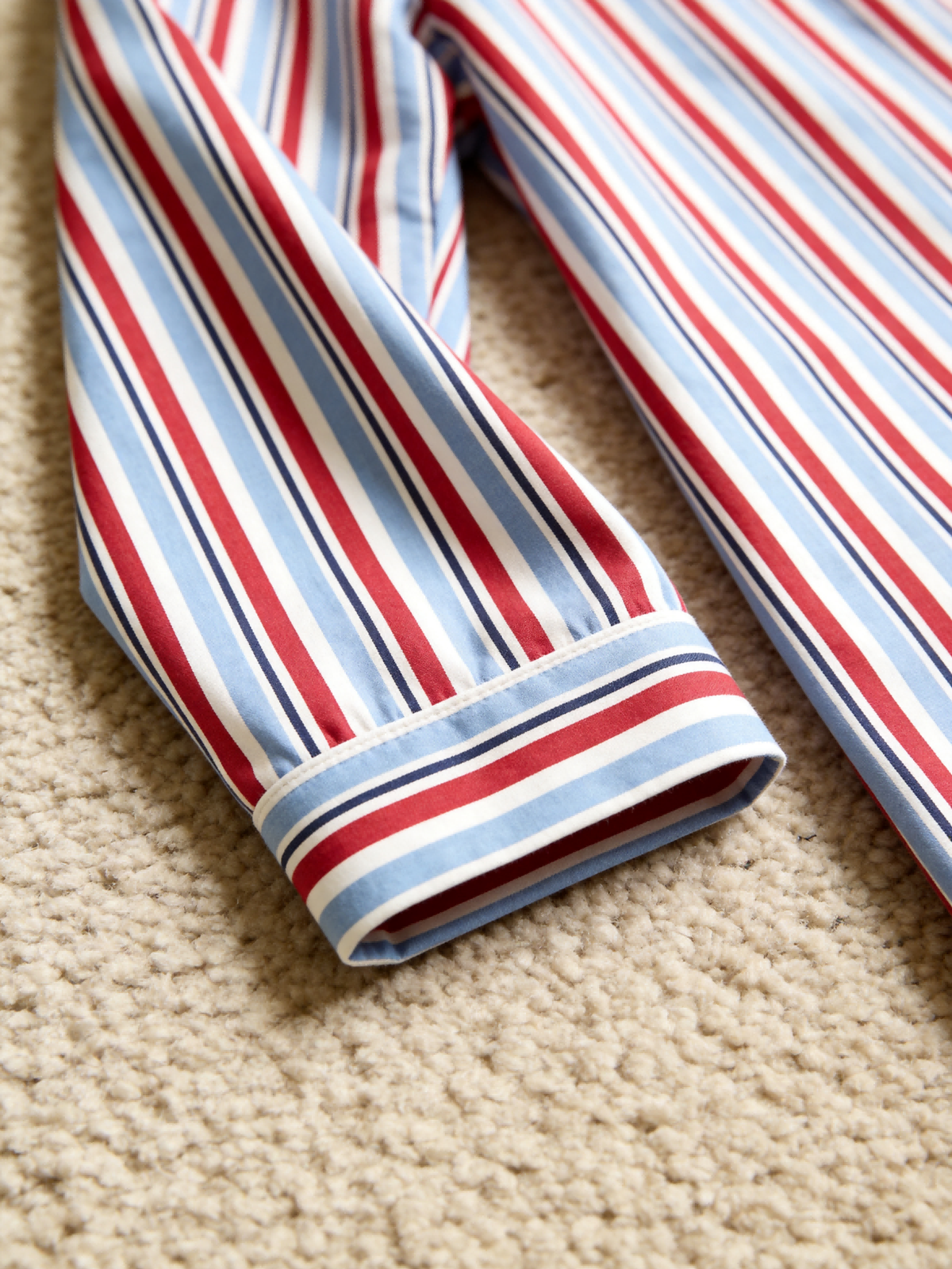 Matching Family Christmas Two-Piece Button-Down Long Sleeve PJS Set with Pockets Classic Red and Light Blue Striped Festive Holiday Matching Outfits for Adults Kids