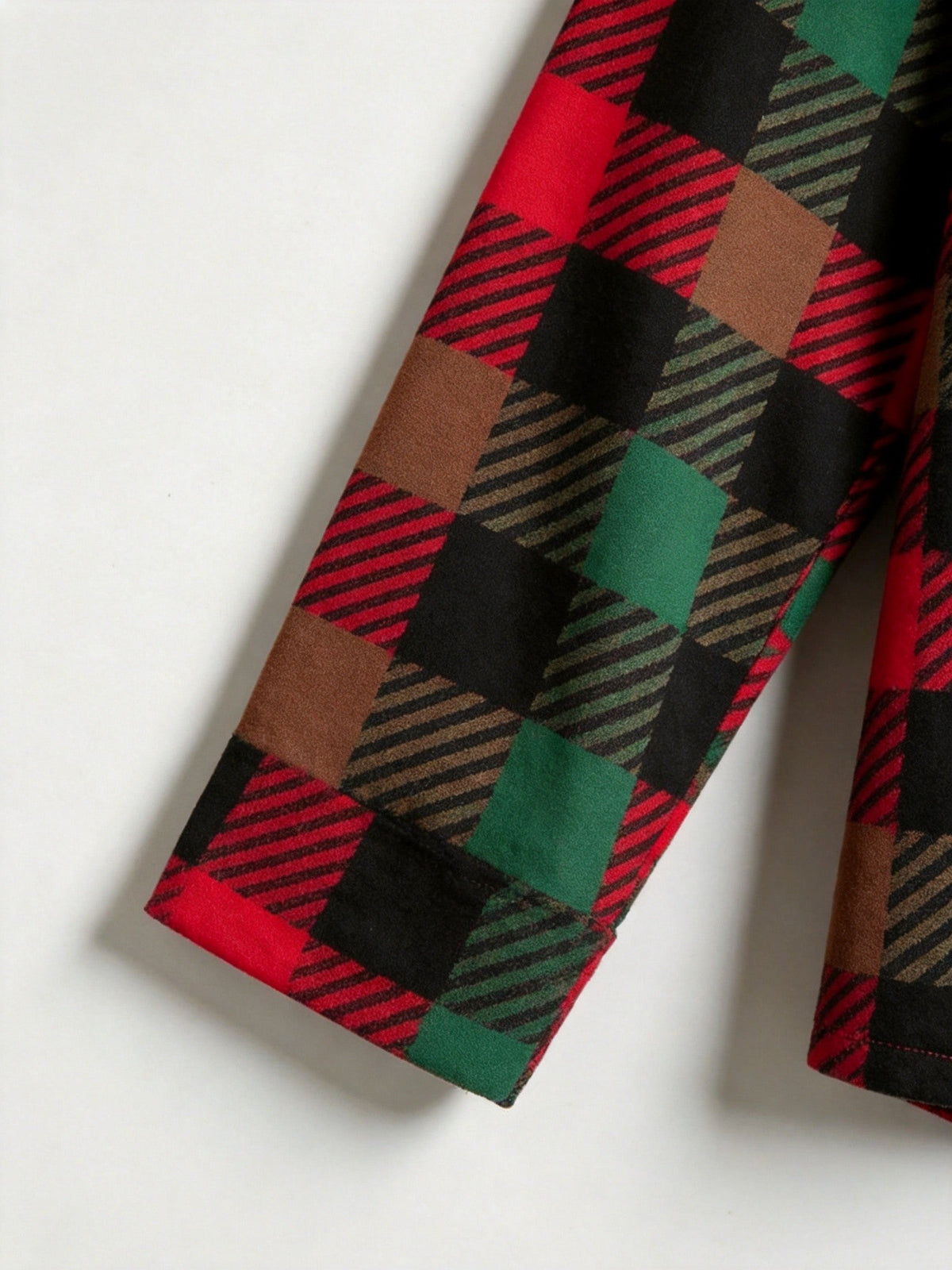 Couple Christmas Two-Piece Button Front Red and Forest Green and Blue Plaid Festive Holiday PJS Set
