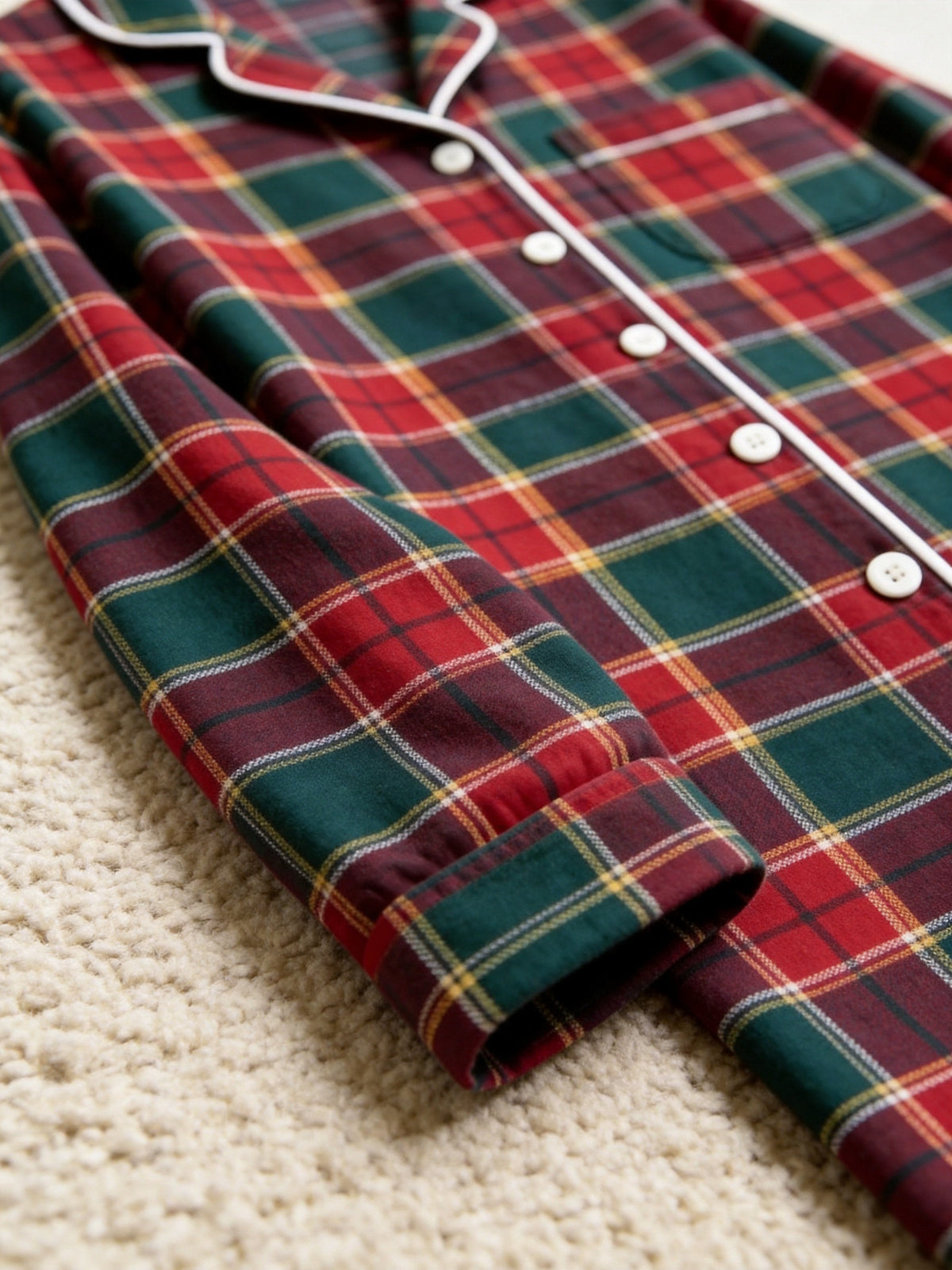 Couple Matching Christmas Two-Piece Button Up Long Sleeve PJS Set