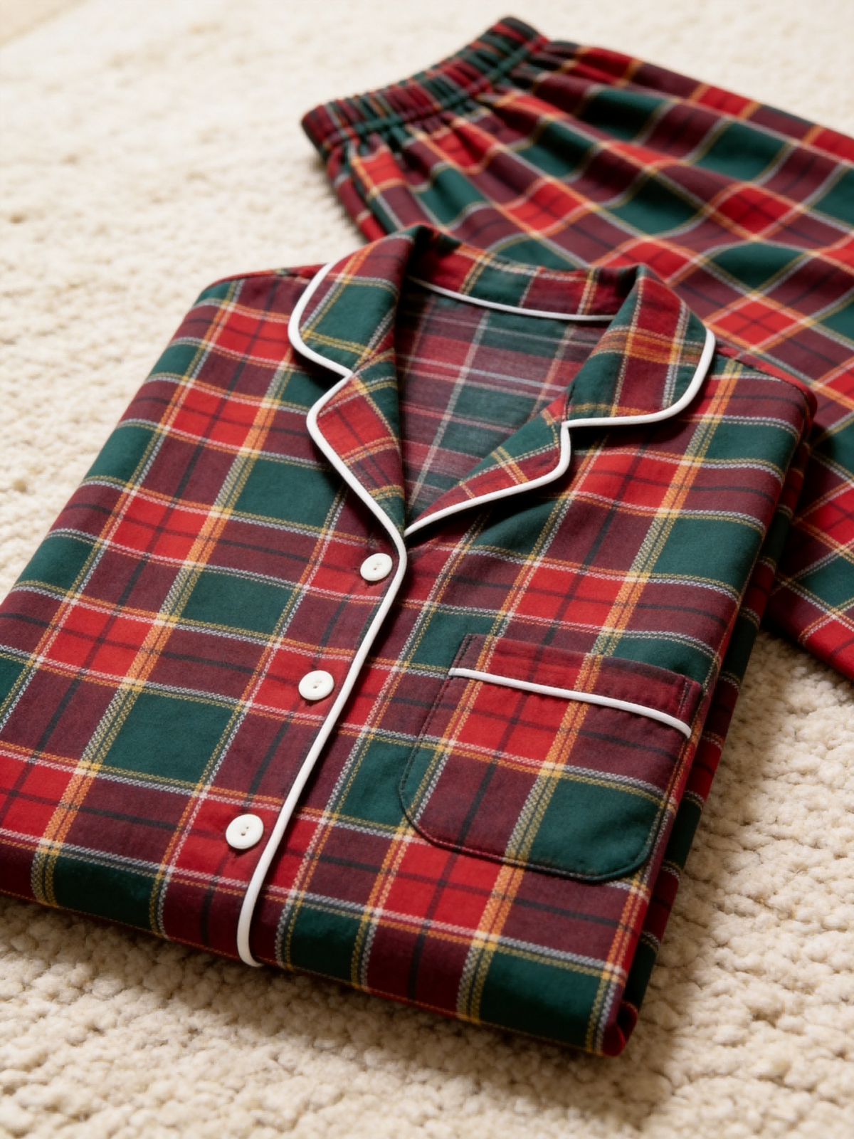 Couple Matching Christmas Two-Piece Button Up Long Sleeve PJS Set