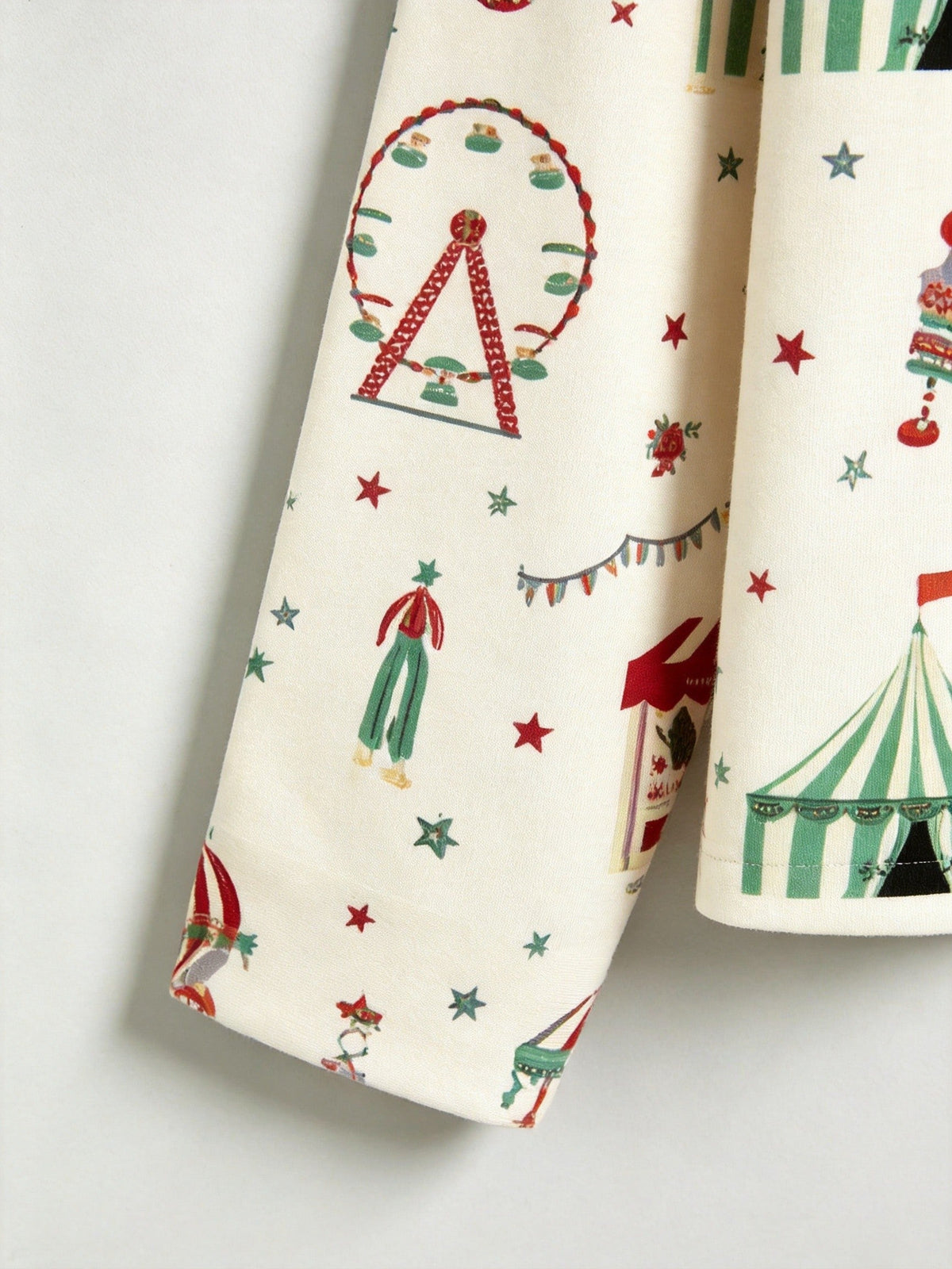Two-Piece Set Matching Family Christmas Two-Piece Button-Down Long Sleeve PJS Set with Pockets Cute Circus and Carnival Print Festive Holiday Matching Outfits for Adults Kids