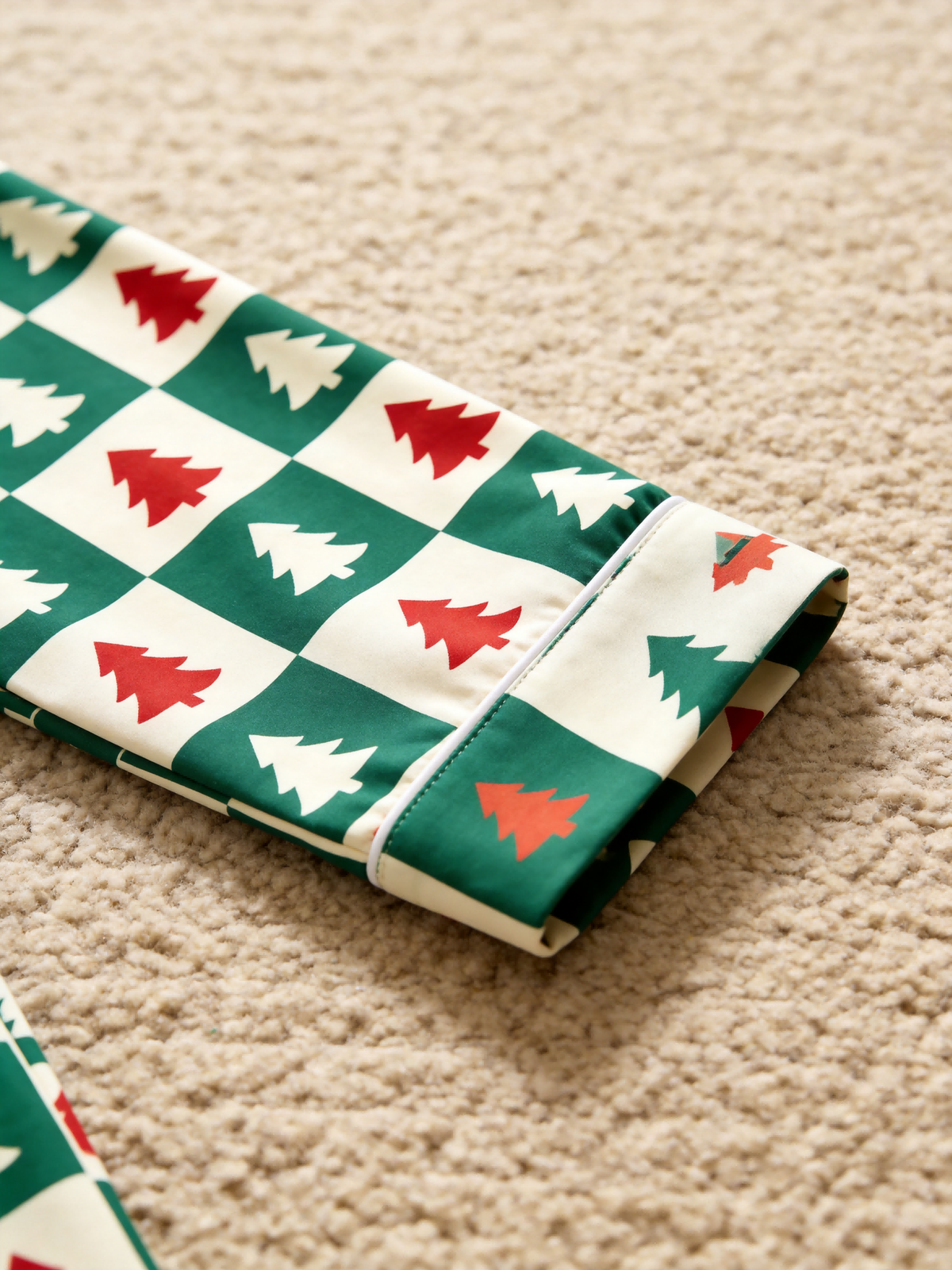 Matching Family Christmas Pajamas - Green & Red Christmas Tree Block Check Button-Down Sleep Set