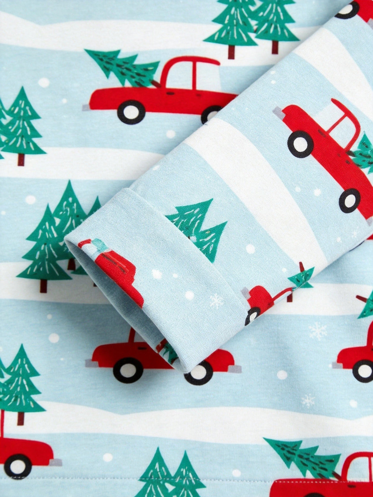 Two-Piece Set Festive Red Truck Print Couple Christmas Two-Piece Button-Down PJS Long Sleeve Top and Pants with Pockets Winter Holiday Sets