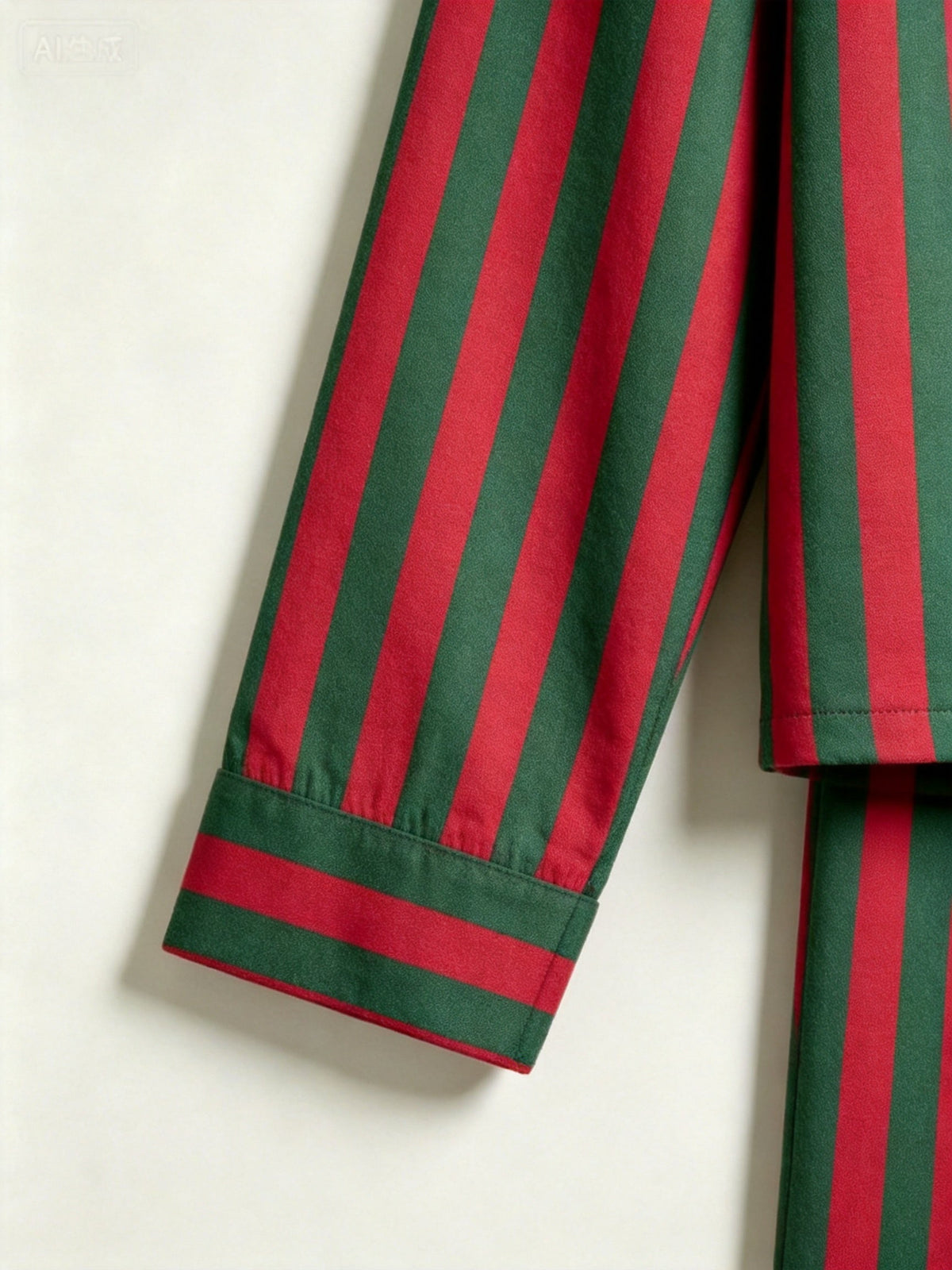 Matching Family Christmas Pajamas - Red & Green Vertical Striped Button-Down Sleep Set